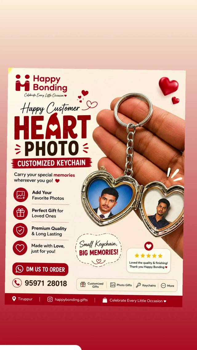 Heart photo keychain